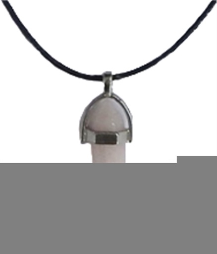 [3660341680186] Collier Quartz Rose Pointe Cordon noir