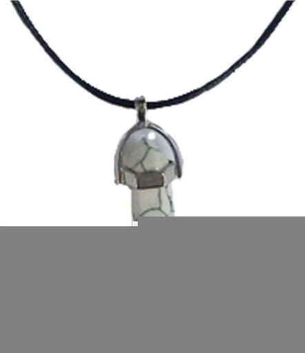 [3660341680193] Collier Howlite Blanche Pointe Cordon noir