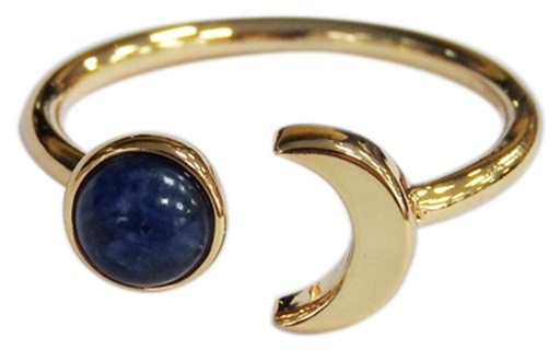 [3660341680384] Bague Sodalite Perle 6 mm et Lune Métal doré Ajustable