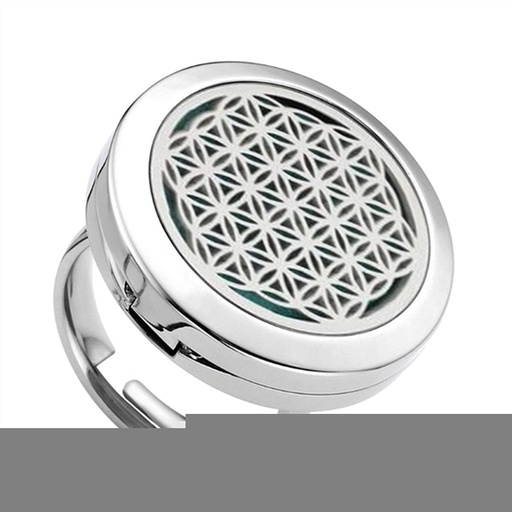 [3660341682166] Diffuseur Bague Fleur de vie Argenté Ajustable T55/56/57