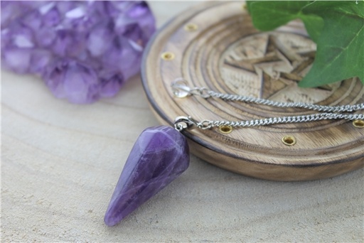 [3660341686973] Pendule Cône à Facettes en Améthyste