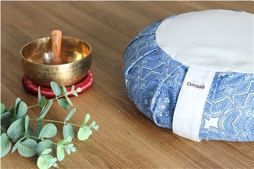 [3660341689462] Zafu en Sarrasin Imprimé Mandala Bleu