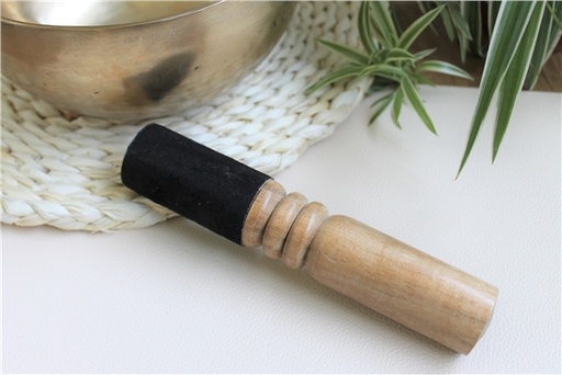[3660341689592] Bâton pour Bol Chantant en Bois et Cuir Noir 19 cm