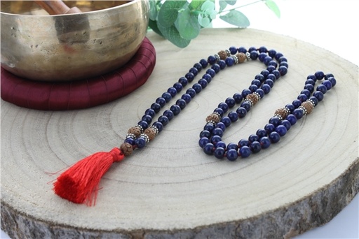 [3660341690000] Mala en Lapis Lazuli et Rudraksha 108 perles